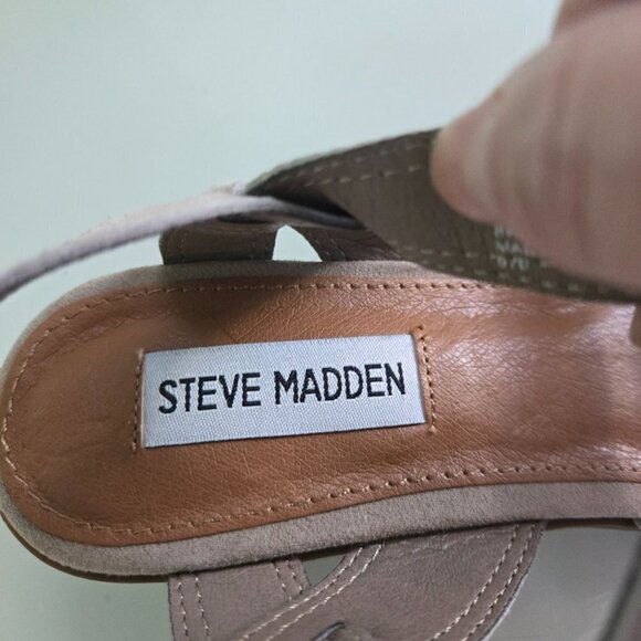 Steve Madden Raymee Strappy Neutral Beige Suede Sandals Size 7M - Picture 7 of 8